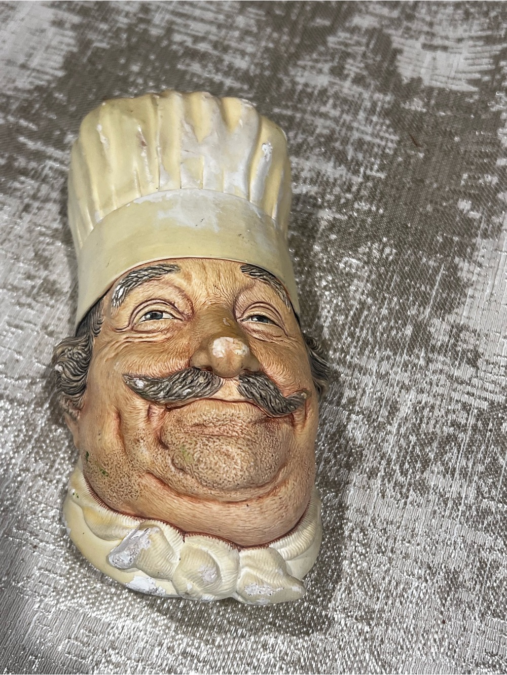 Bossons 3D Chef Head Wall Plaque Painted Plaster 7 in Small Kitchen Decor